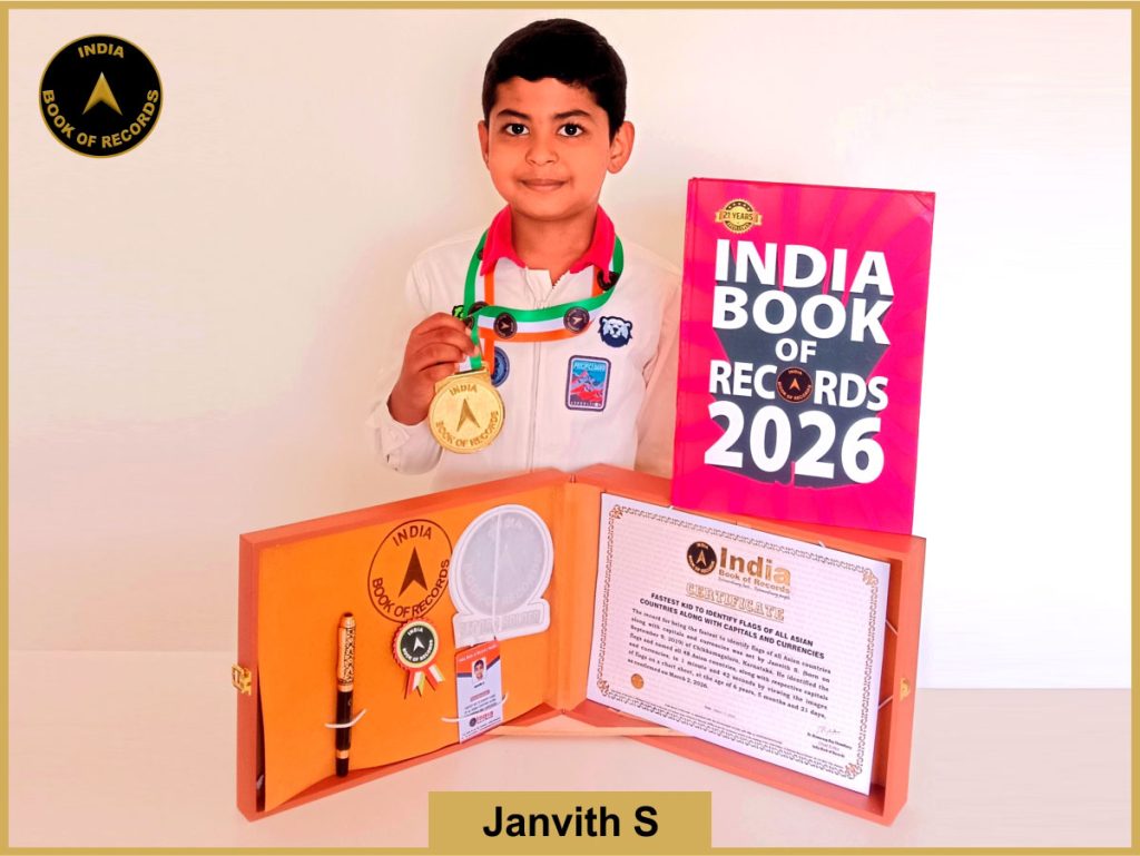 Image of Janvith S, Fastest kid to identify flags of all Asian countries along with capitals and currencies.