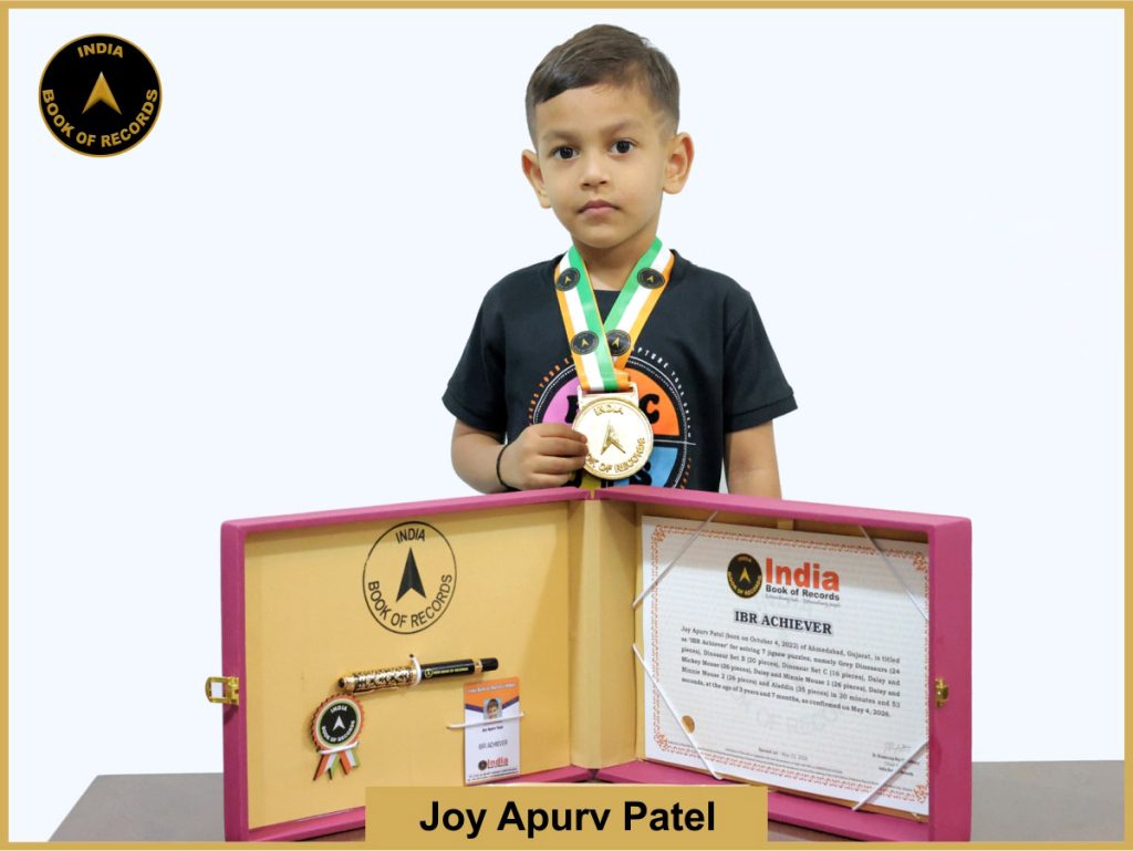 Image of Joy Apurv Patel with IBR Achiever Certificate.