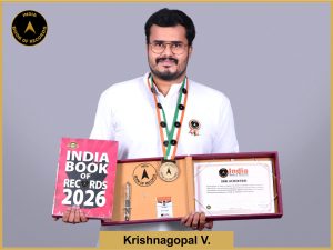 Image of Krishnagopal V. with IBR Achiever Certificate.