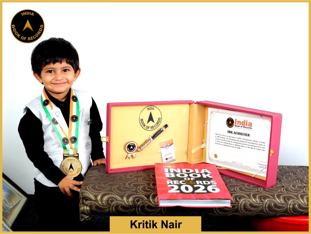 Image of Kritik Nair with IBR Achiever Certificate.