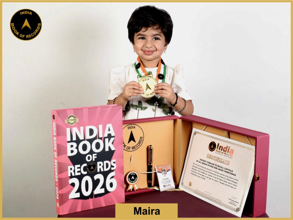 Pic of Maira, Fastest toddler to recall capitals of all Indian states and union territories.