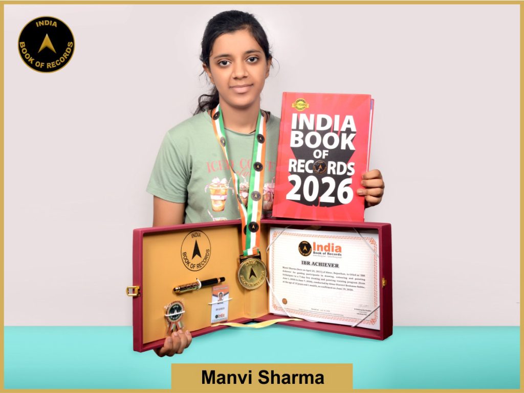 Image of Manvi Sharma with IBR Achiever Certificate.