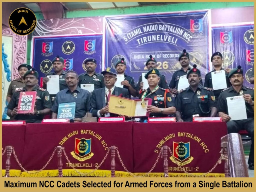 Maximum NCC Cadets Selected for Armed Forces from a Single Battalion.