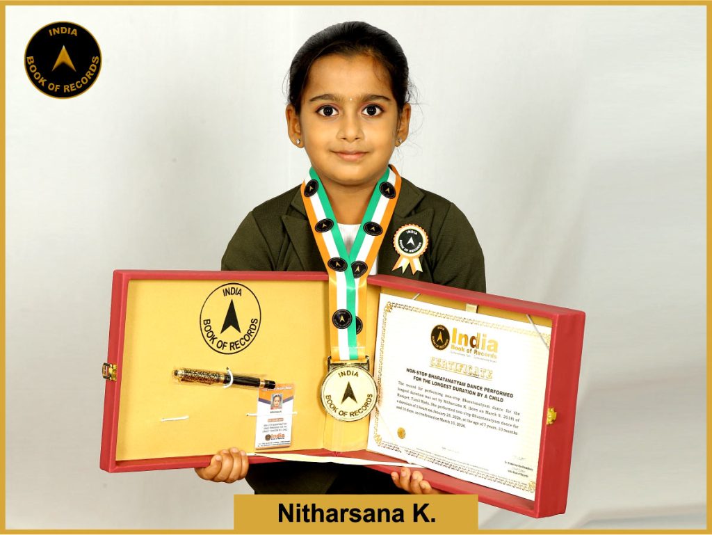 Image of Nitharsana K, Non-stop Bharatanatyam dance performed for the longest duration by a child.
