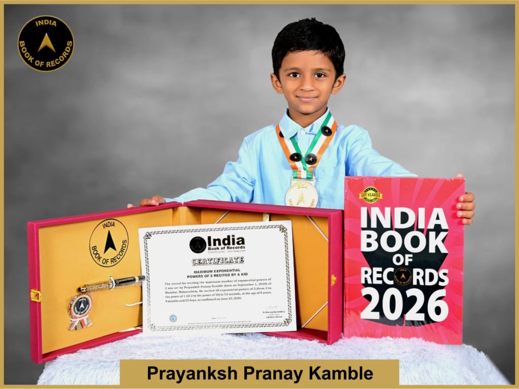 Image of Prayanksh Pranay Kamble, Maximum exponential powers of 2 recited by a kid.