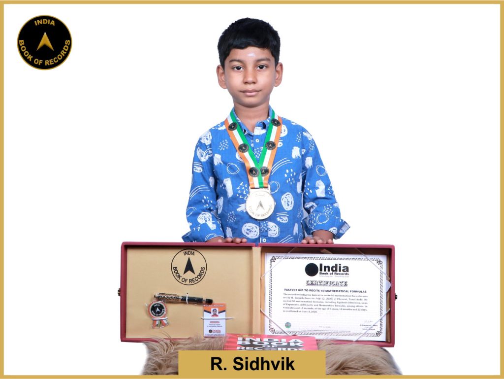 Image of R Sidhvik, Fastest kid to recite 50 mathematical formulas.