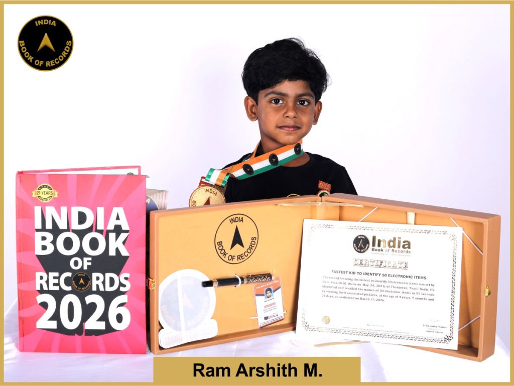 Image of RAM Arshit M, Fastest kid to identify 50 electronic items.
