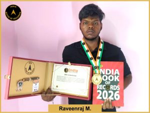 Image of Raveenraj M. wirh IBR Achiever certificate.