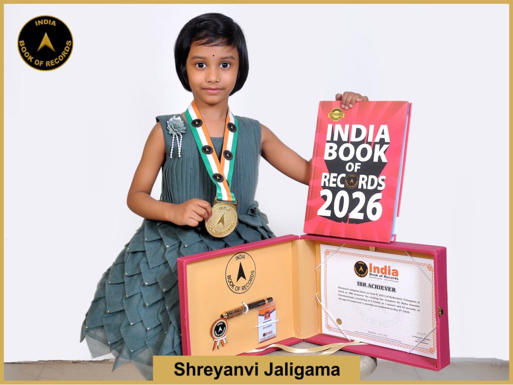 Pic of Shreyanvi Jaligama with IBR Achiever certificate.