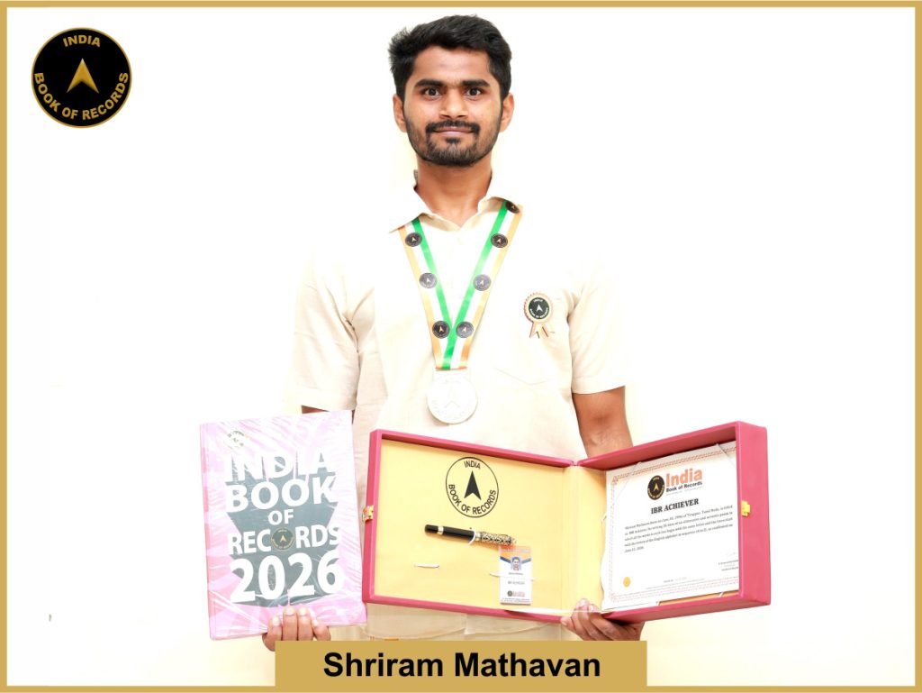 Image of Shriram Mathavan with IBR Achiever Certificate.