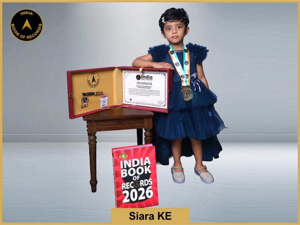 Pic of Siara KE, Youngest to pronounce a long English word.