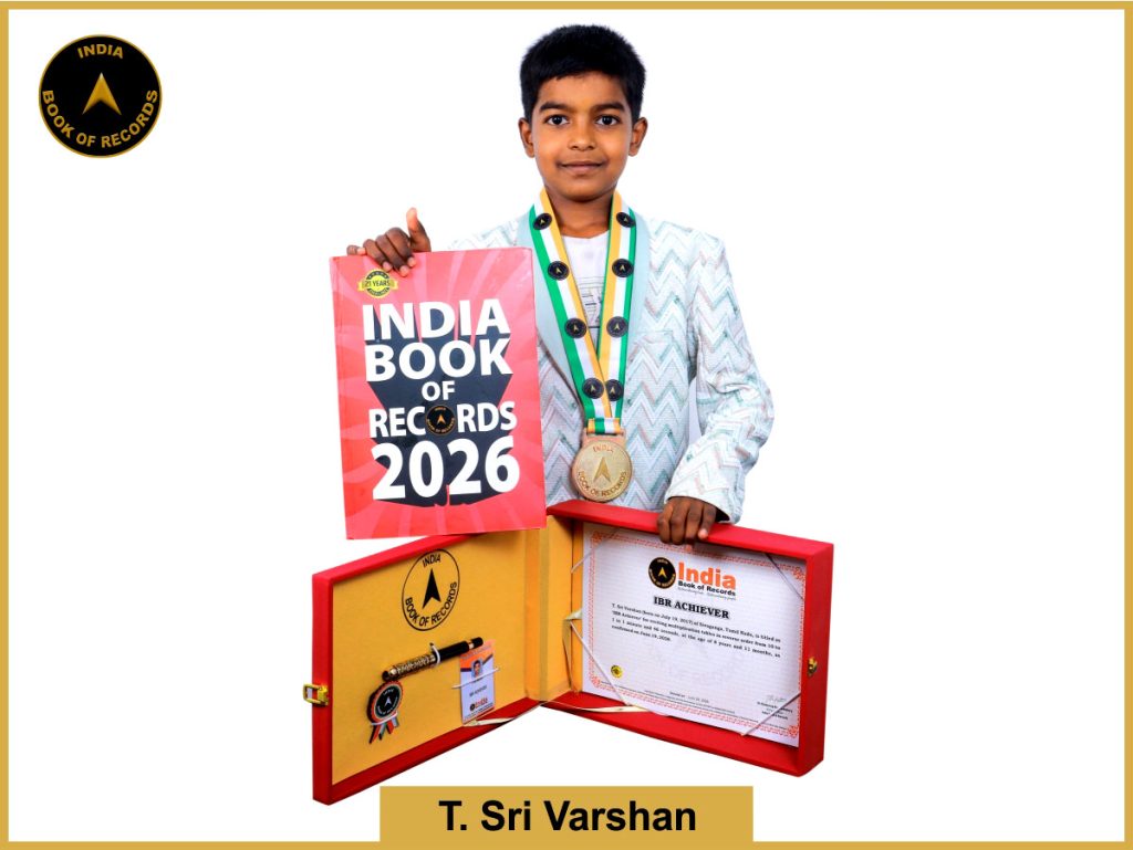 Image of T. Sri Varshan with IBR Achiever certificate.