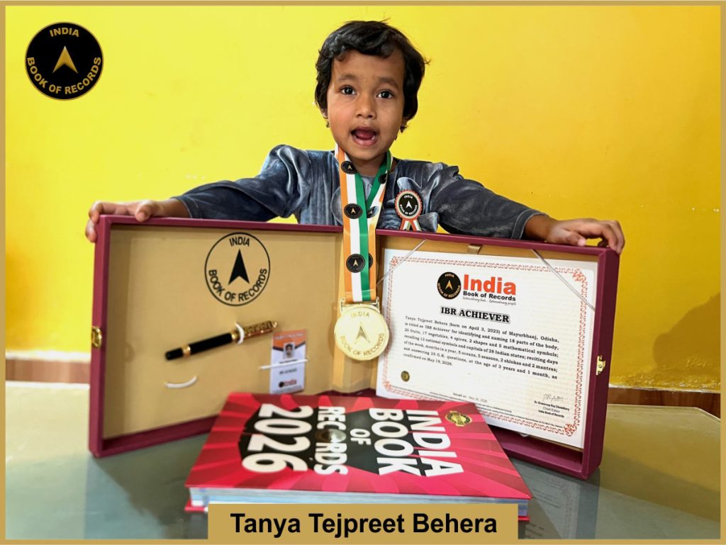 Image of Tanya Tejpreet Behera with IBR Achiever Certificate.