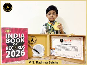 Image of V. S. Radhiya Saisha with ibr achiever certificate.