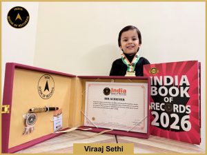 Image of Viraaj Sethi with IBR certificate .