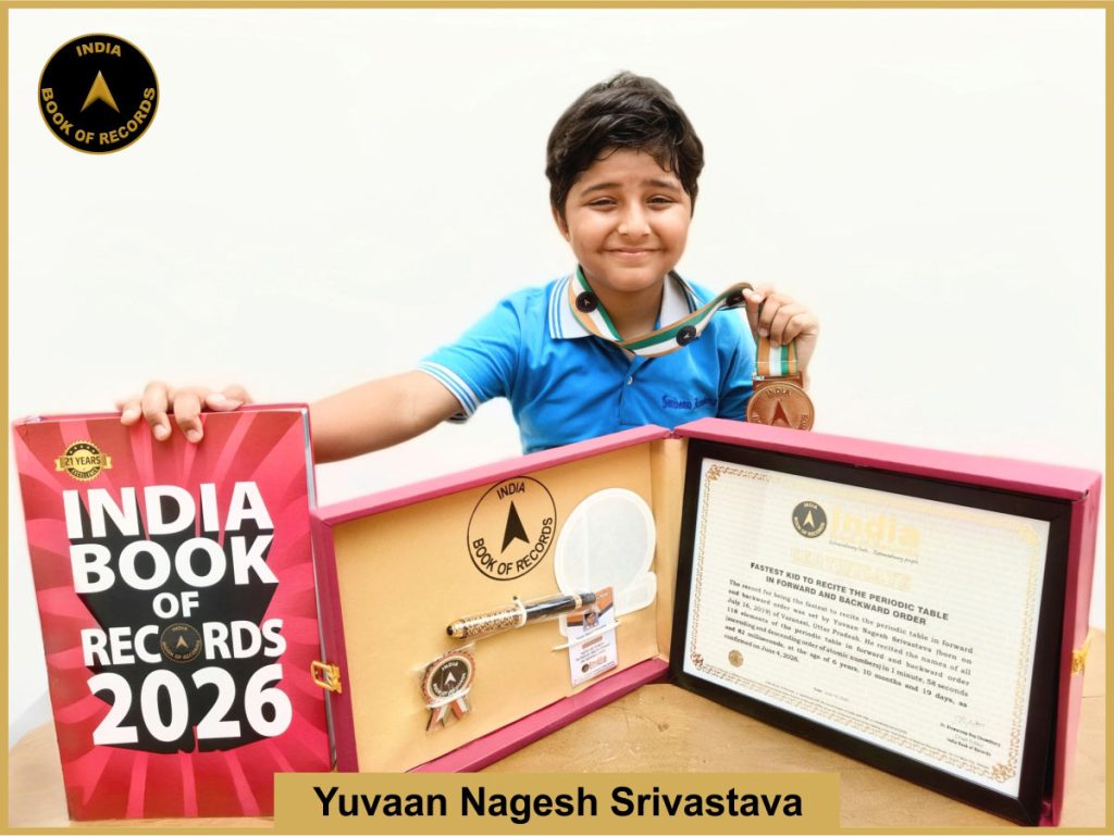 Image of Yuvaan Nagesh Srivastava, Fastest kid to recite the periodic table in forward and backward order.