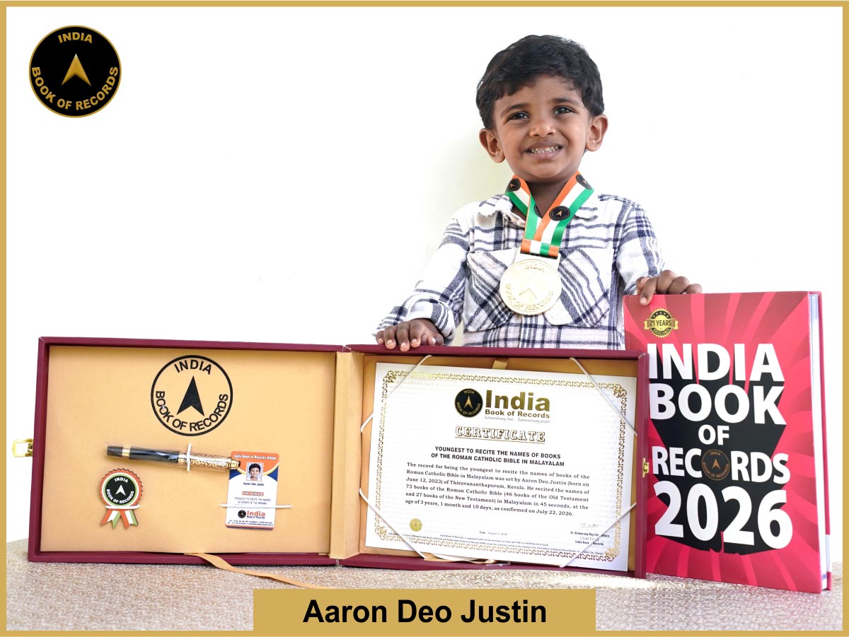 Youngest to recite the names of books of the Roman Catholic Bible in Malayalam