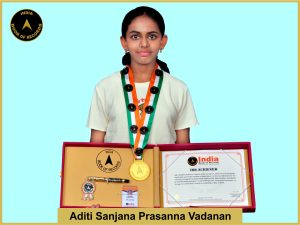 Image of Aditi Sanjana Prasanna Vadanan with IBR Achiever Certificate.