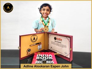 Image of Adline Alookaran Eapen John with IBR Achiever certificate.