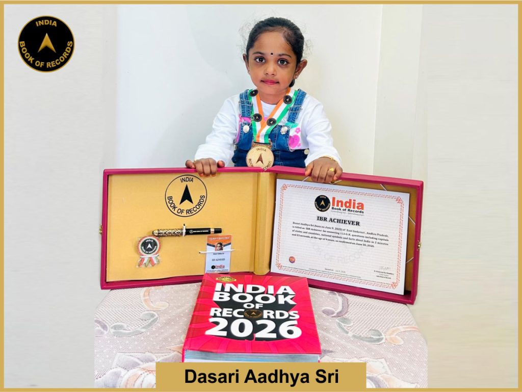 Image of Dasari Aadhya Sri with IBR Achiever certificate.