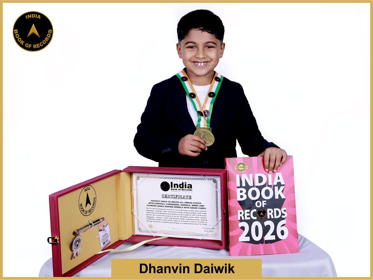 Fastest child to recite all Indian states with capitals, languages, animals, birds and flowers while making models with snake cubes