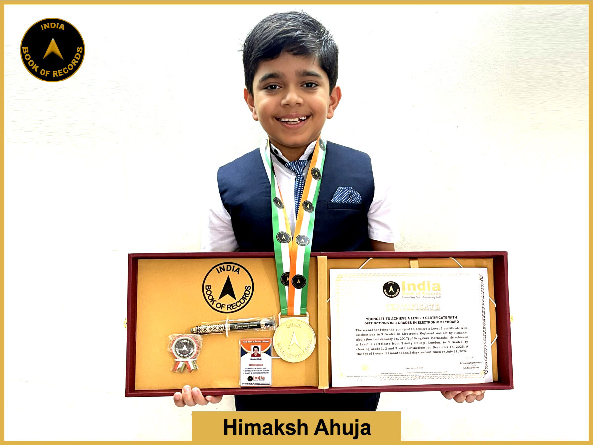 Youngest to achieve a Level 1 certificate with distinctions in 3 Grades in Electronic Keyboard