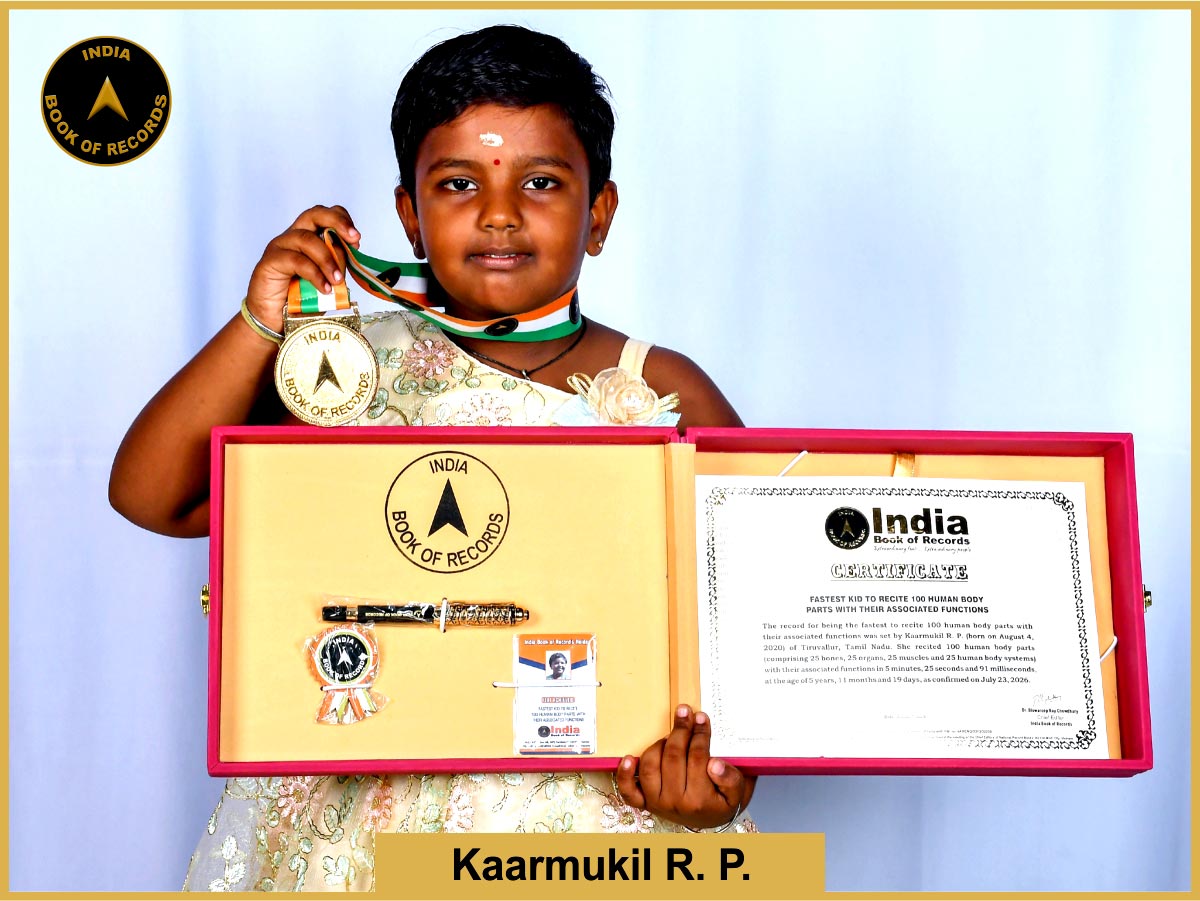 Fastest kid to recite 100 human body parts with their associated functions