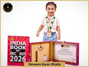 Pic of Naveera Karan Bhalla, Fastest toddler to recall all associated words of the English alphabet.