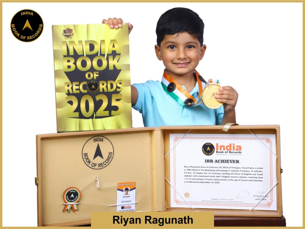 Image of Riyan Ragunath with IBR Achiever Certificate.