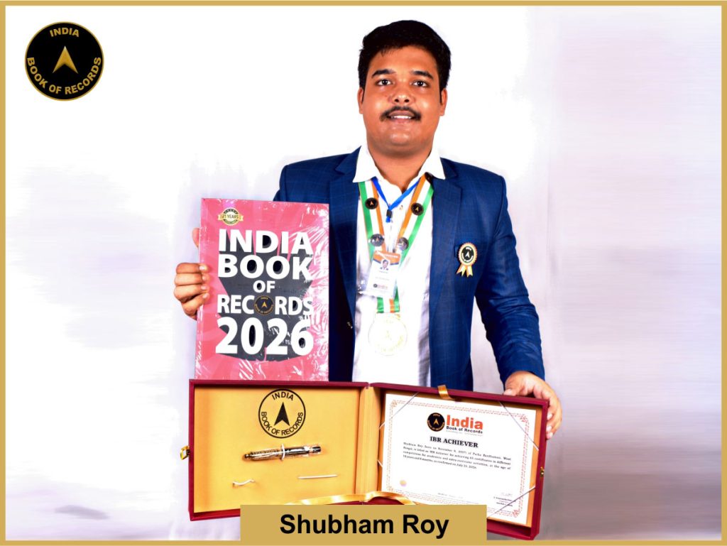 Image of Shubham Roy with IBR Achiever Certtificate.