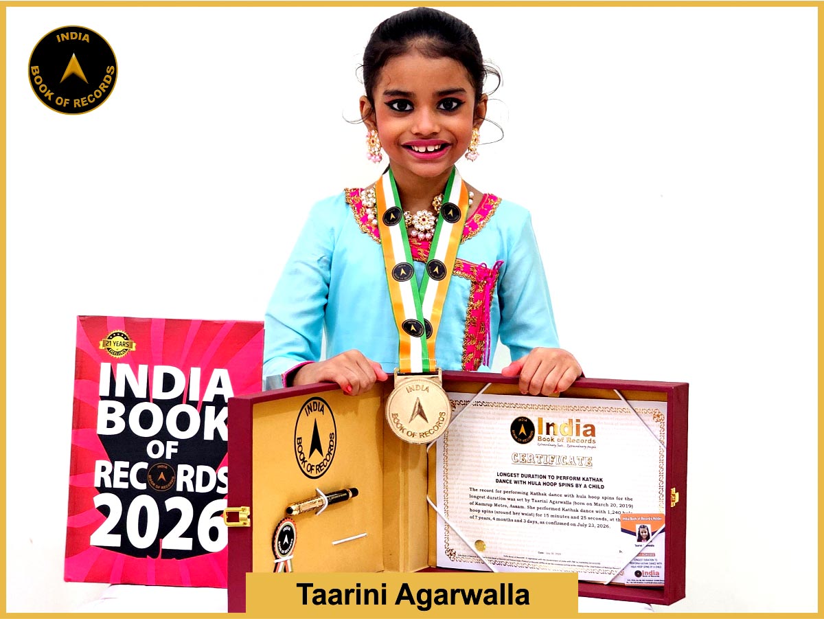 Longest duration to perform Kathak dance with hula hoop spins by a child