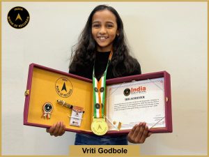 Image of Vriti Godbole with IBR Achiever Certificate.