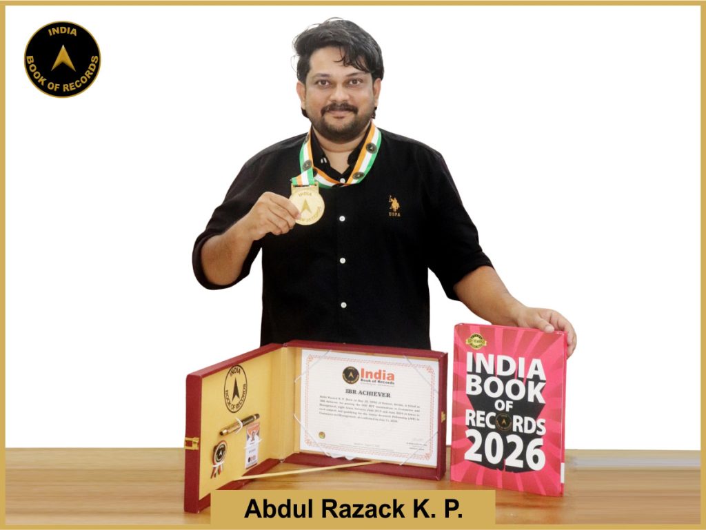Image of Abdul Razack K. P. with IBR Achiever Certificate.