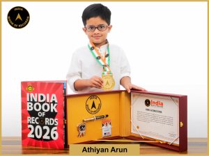 Image of Athiyan Arun with IBR Achiever Certificate.