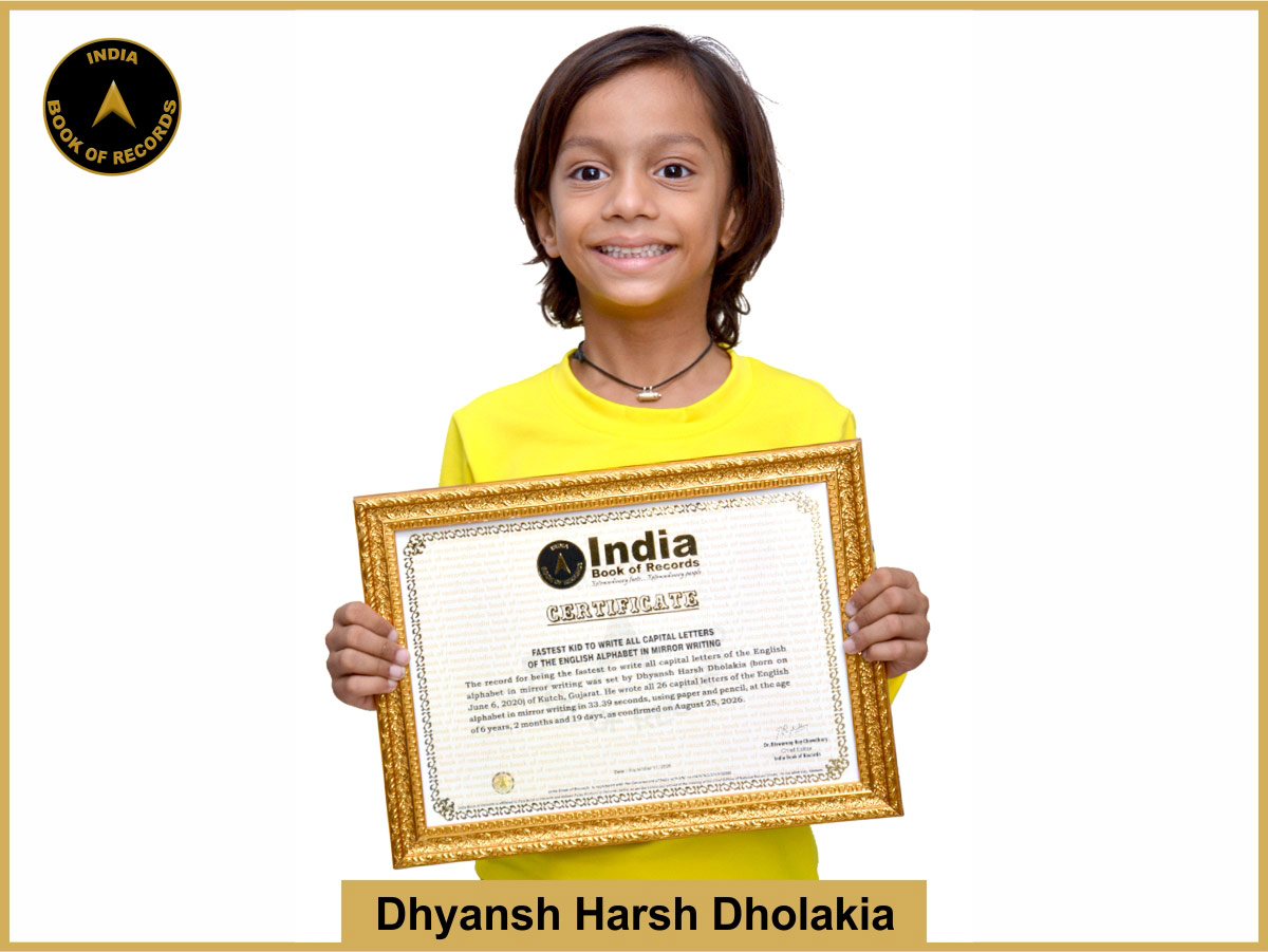 Fastest kid to write all capital letters of the English alphabet in mirror writing