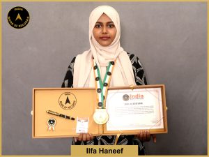 Image of Ilfa Haneef with IBR Achiever Certificate.