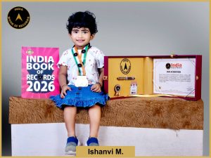 Pic of Ishanvi M. with IBR Achiever Certificate.