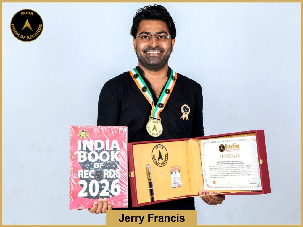 Image of Jerry Francis, Maximum personalised stamps used by an individual to perform a rope balance illusion.