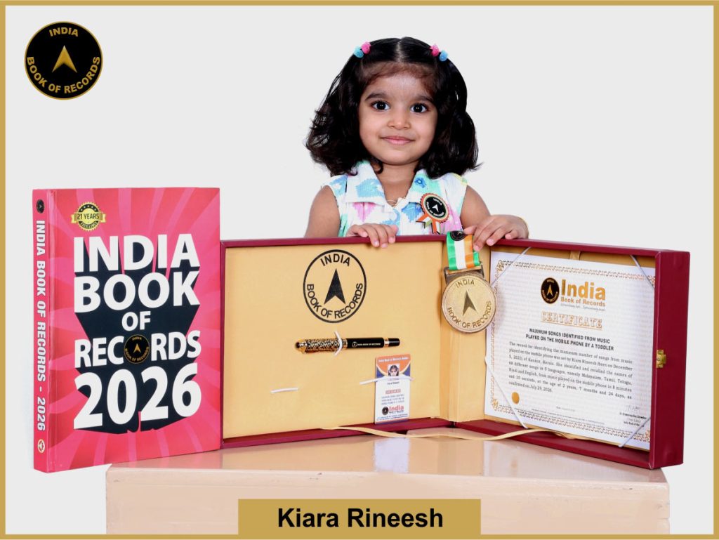 Pic of Kiara Rineesh, Maximum songs identified from music played on the mobile phone by a toddler.
