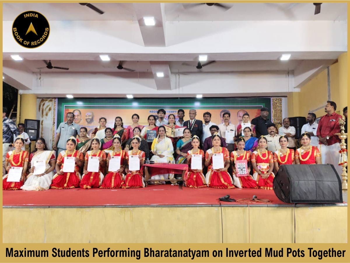 Maximum Students Performing Bharatnatyam on Inverted Mud Pot Together