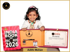 Pic of Adithi Mohan with IBR Achiever Certificate.