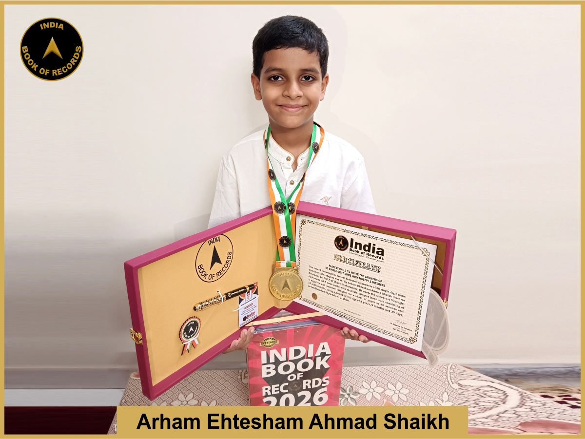 Fastest child to write the answers of 50 single-digit sums with multiple integers
