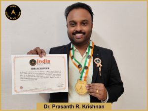 Pic of Dr. Prasanth R. Krishnan with IBR Achiever Certificate.