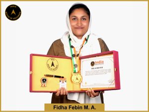 Pic of Fidha Febin M. A. with IBR Achiever Certificate.