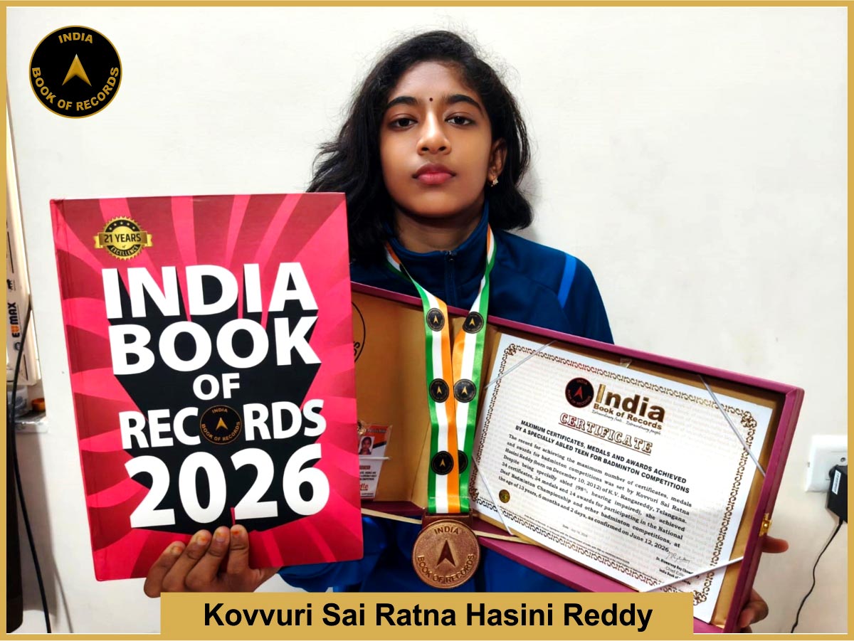 Maximum certificates, medals and awards achieved by a specially abled teen for badminton competitions