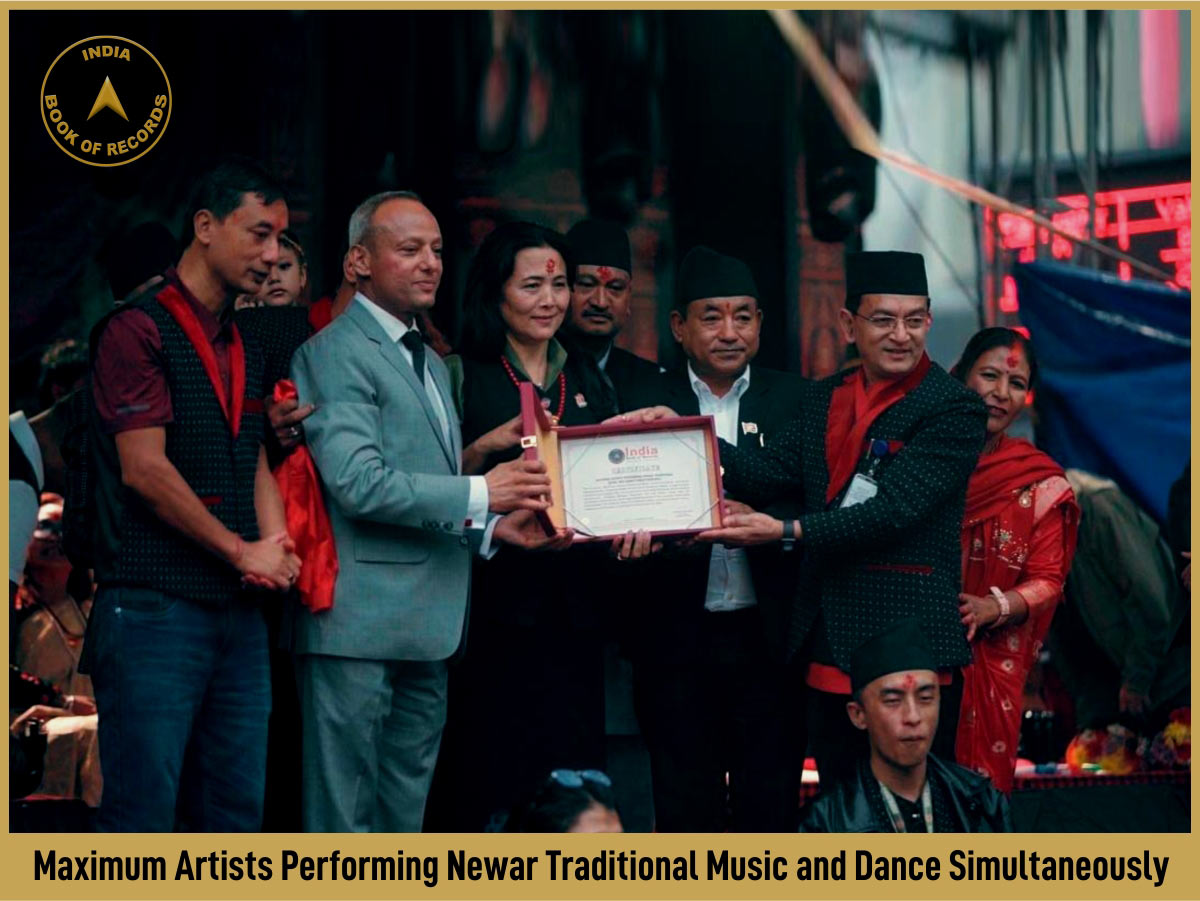 Maximum Artists Performing Newar Traditional Music and Dance Simultaneously