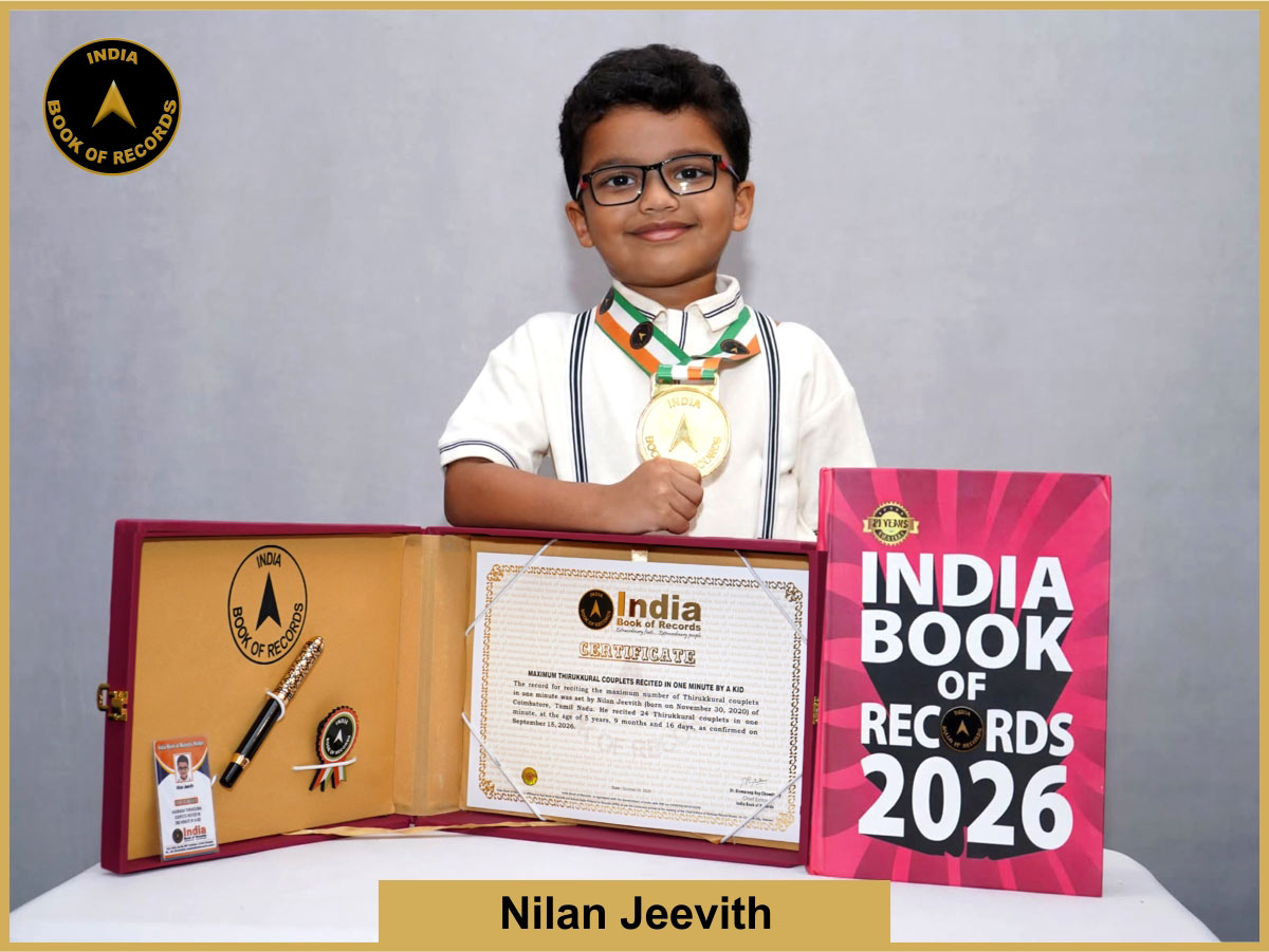 Maximum Thirukkural couplets recited in one minute by a kid