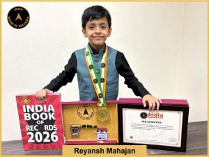 Image of Reyansh Mahajan with IBR Achiever Certificate.