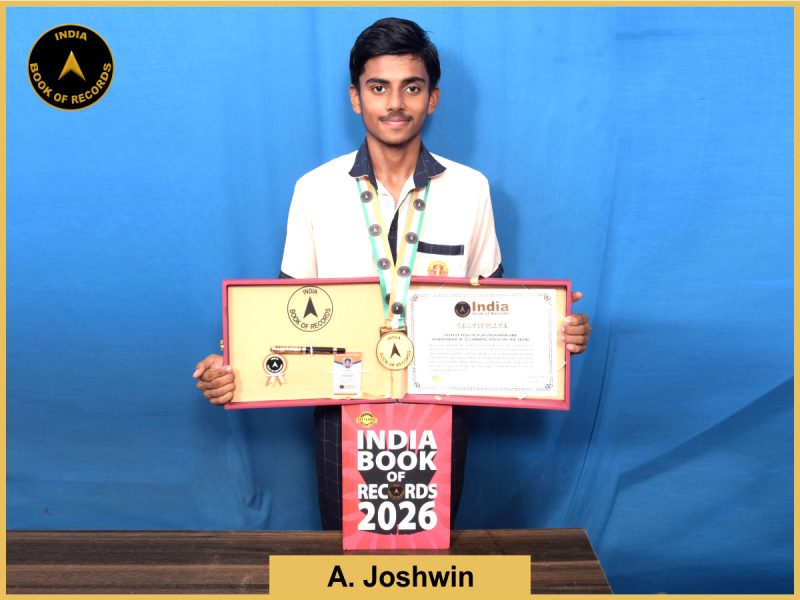 Image of A Joshwin, Fastest teen to play arohanam and avarohanam of 20 Carnatic ragas on the Veena.