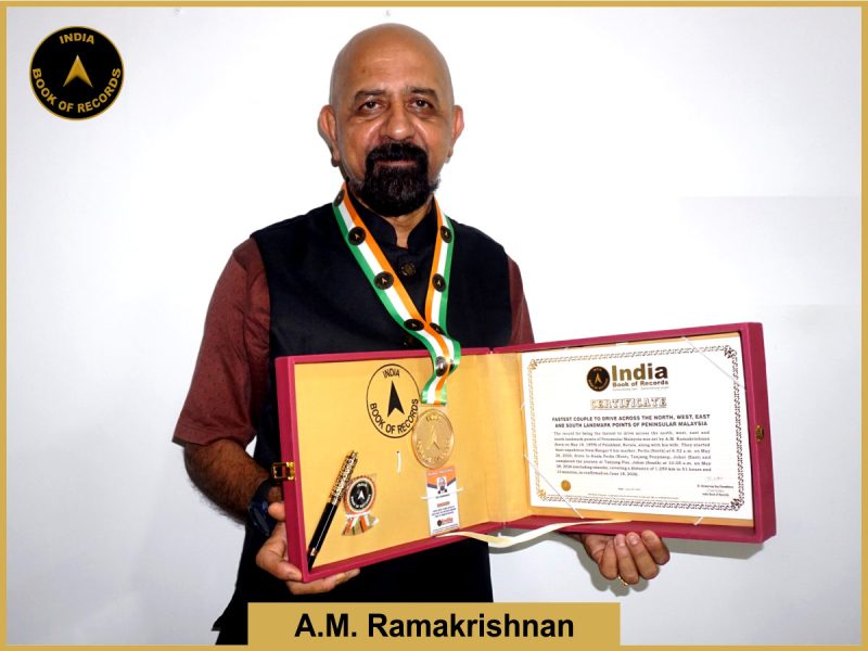 Image of A. M. Ramakrishnan, Fastest couple to drive across the north, west, east and south landmark points of Peninsular Malaysia.
